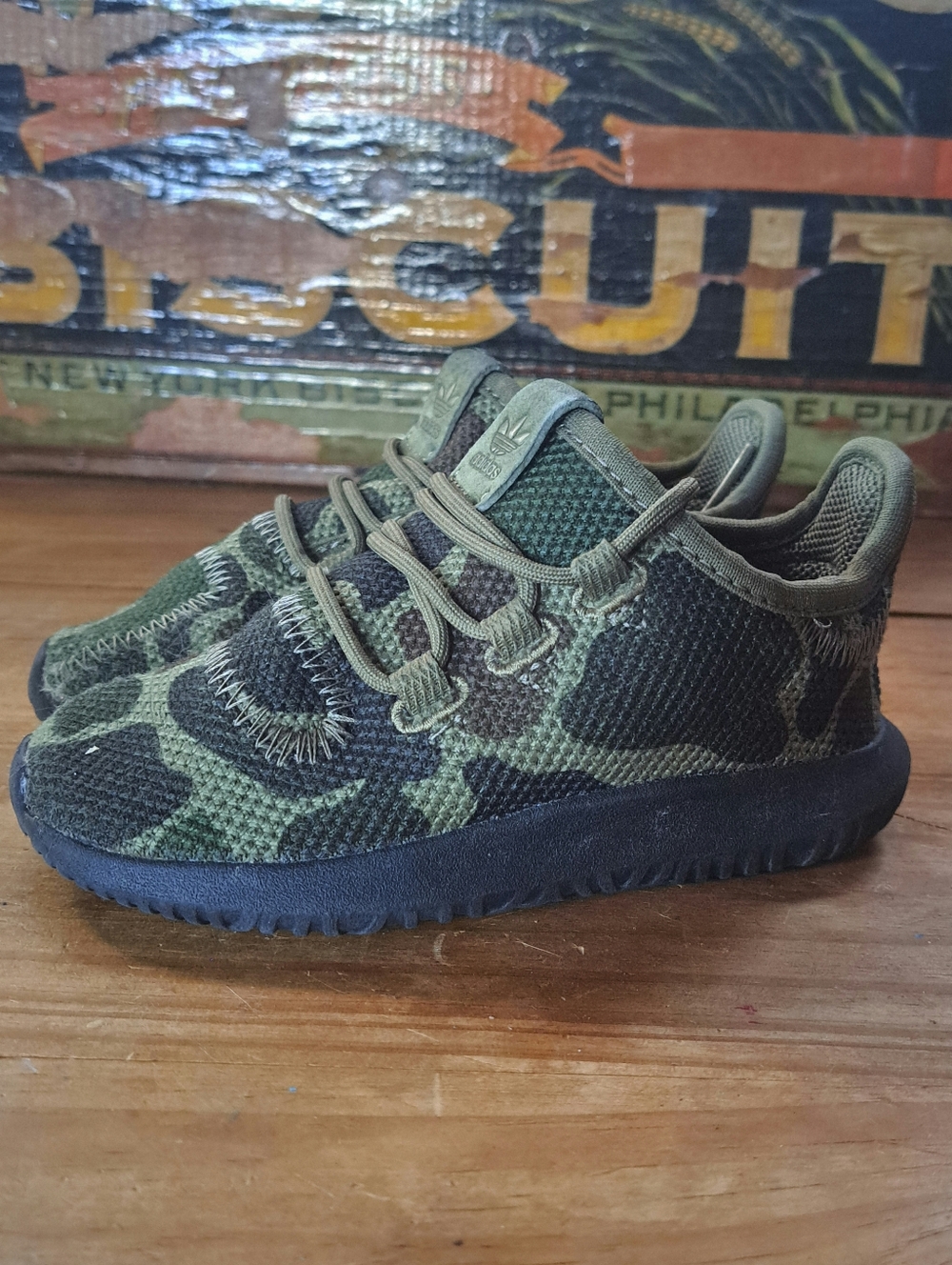 Adidas Tubular Shadow Knit Sneakers Toddler Size 8K Camouflage Green AC8012